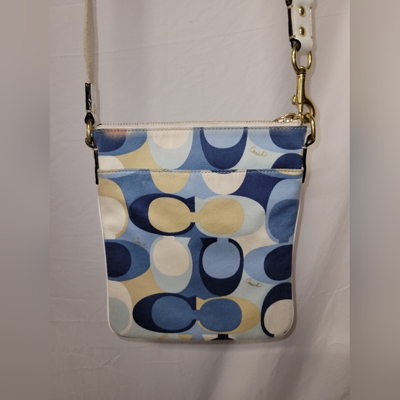 COACH SIGNATURE SWING PACK L0767-41226 SCARF BLUE CROSS BODY - Picture 4 of 12